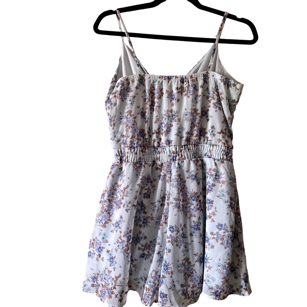 Trixxi Floral Print Romper - Surplice Neck, Drawstring Waist - Size S - Picture 6 of 13